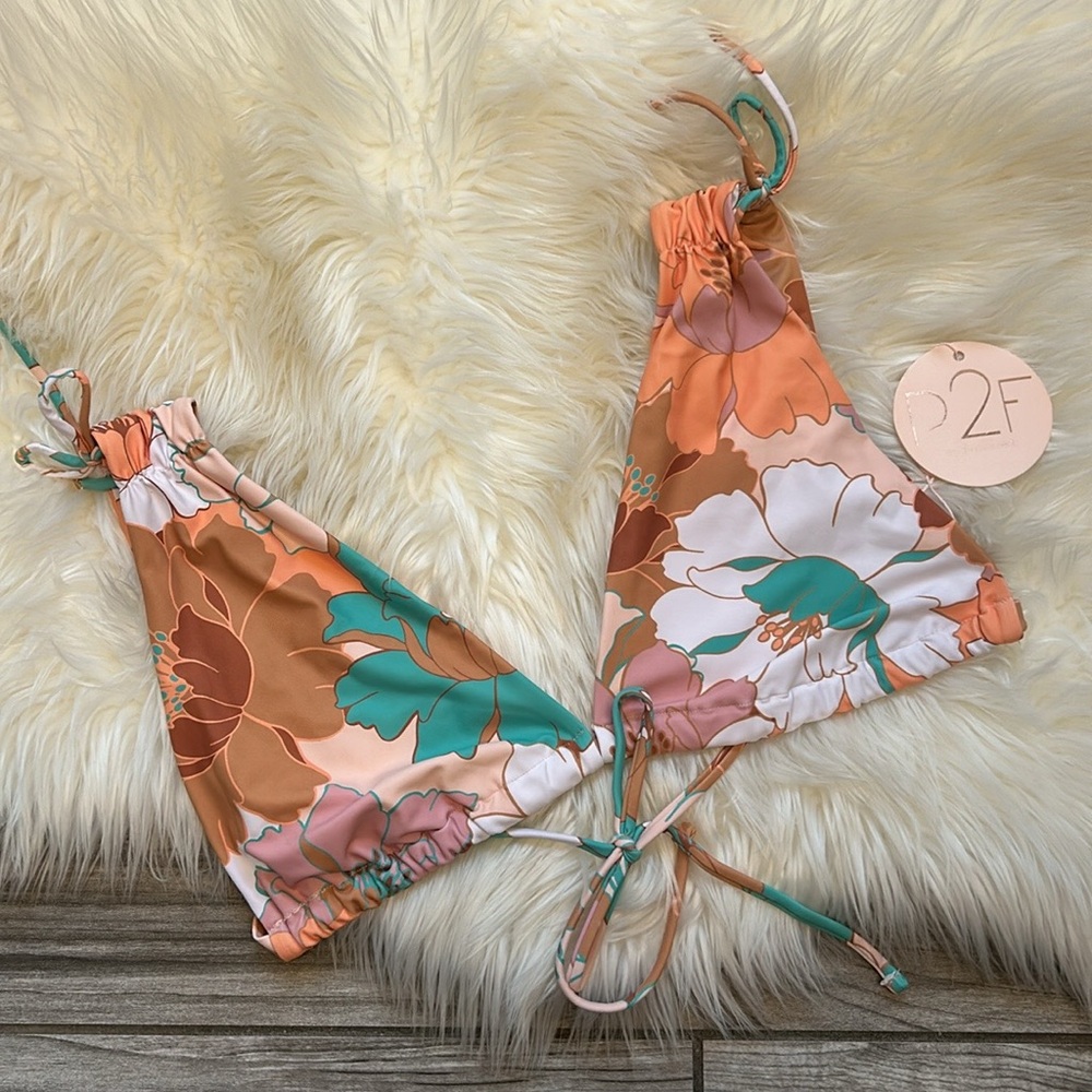 New! Power 2 the Flower Noelle Ruched Strappy Bikini Top